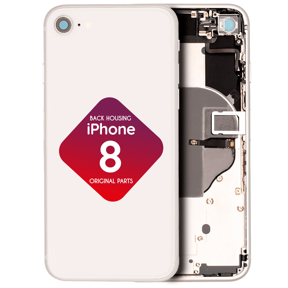 iPhone 8 Back Housing + Small Parts Installed (Silver) – CELL iPhone 8 Back Housing + Small Parts Installed (Silver) – CELL