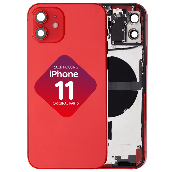 iPhone 11 Back Housing + Small Parts Installed (Red)
