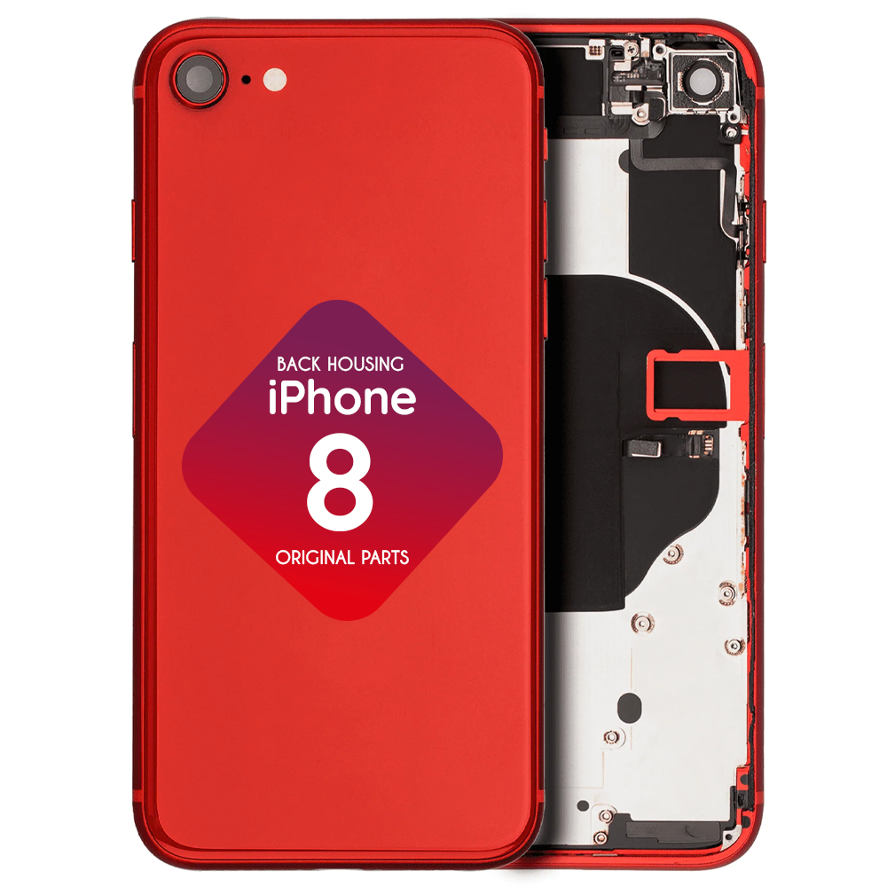 iPhone 8 Back Housing + Small Parts Installed (Red) – CELL