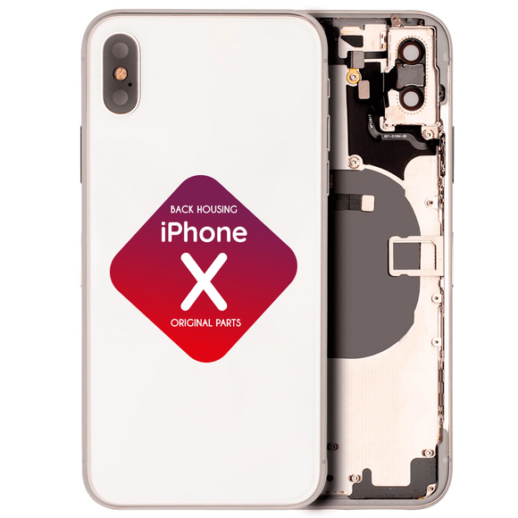 iPhone X Back Housing + Small Parts Installed (Silver)